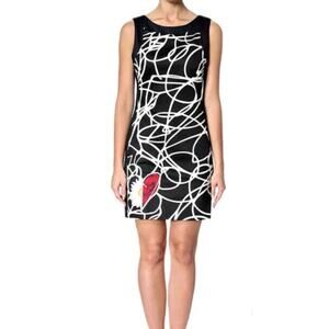 Desigual Vest Luder Sleeveless Sheath Dress Womens EU 38 US 6 Black Blue White